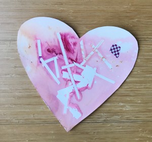 Watercolor heart with tape